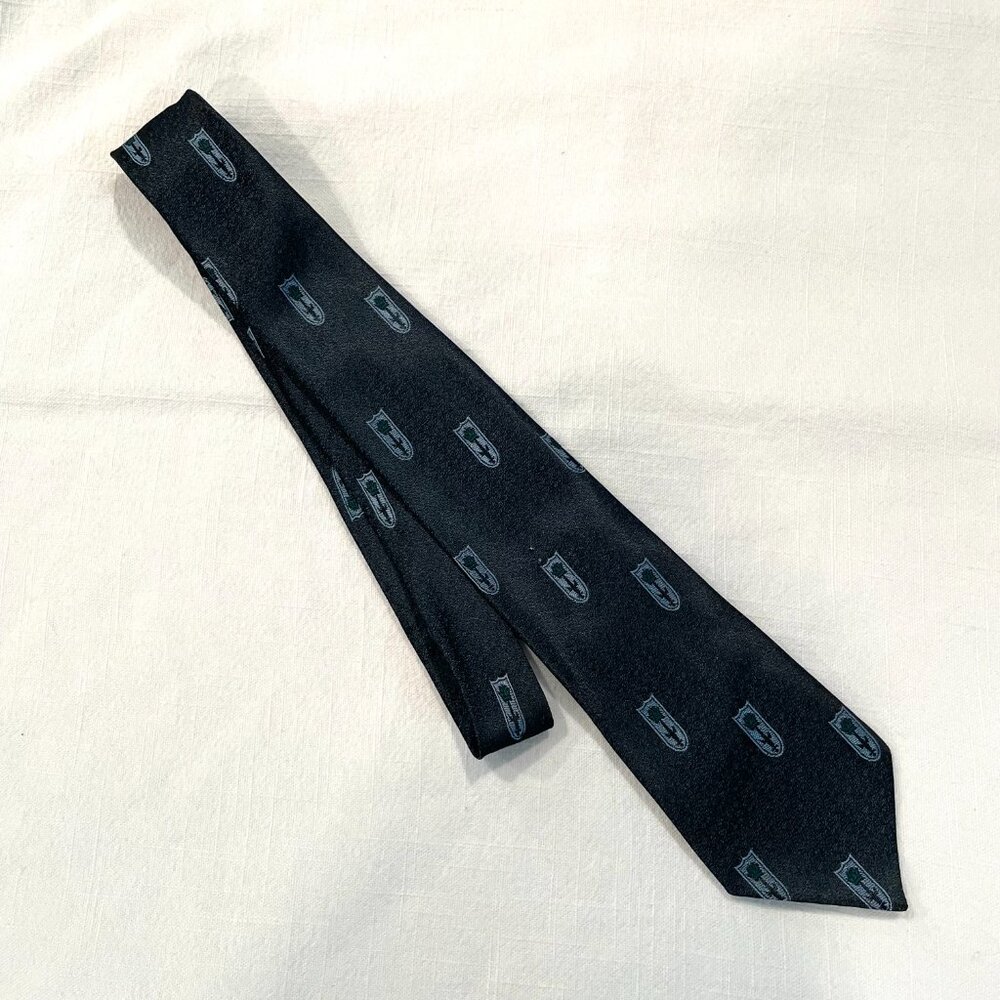 Vintage Navy Blue Skinny Tie with Floral Pattern
